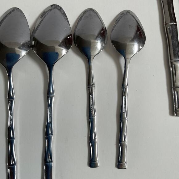 EXF8 by Excel Stainless, Korea, Glossy, Bamboo Handle silverware 25pc set MCM - Picture 15 of 16